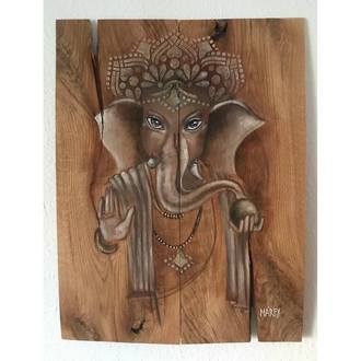 Ganesha Olajfestmény Tölgyfa - 47 cm x 63 cm