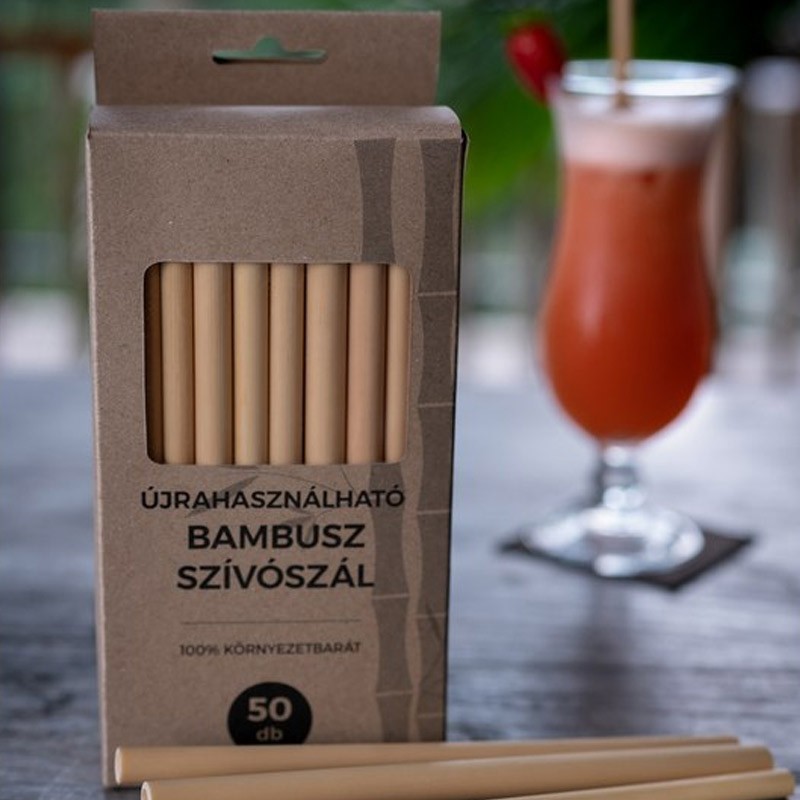 Bambusz Szívószál - 20 cm-es, 50 db