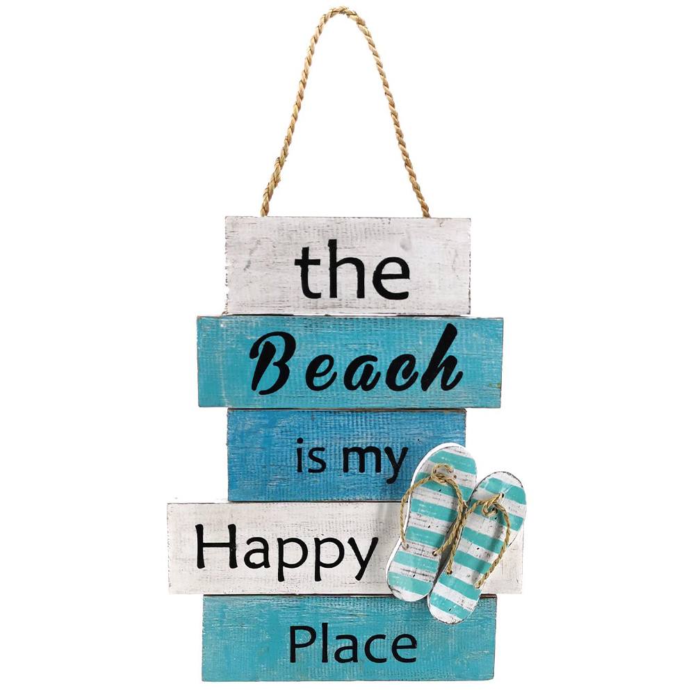 Kursi Fa Tábla The Beach is My Happy Place Felirattal - 30 cm x 40 cm