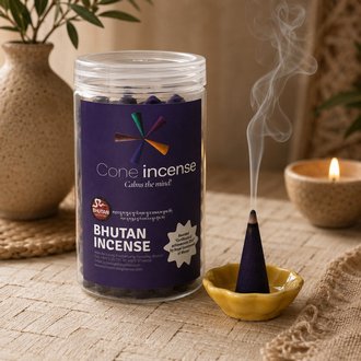 Medicine Buddha Füstölőkúp és Tartó - Kék