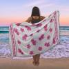 Hibiszkusz mintás sarong fehér alapon - világosrózsaszín