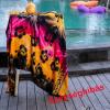 Hibiszkusz mintás batikolt sarong - barna, citromsárga, pink