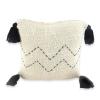 Semapura Cikkcakk Mintás Bézs Díszpárna Fekete Rojtokkal - 40 cm x 40 cm