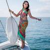 Mandala sarong világoskék alapon - citromsárga, narancssárga