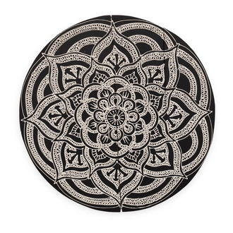 Asri Fa Fali Dekoráció Mandala Díszítéssel - Fekete