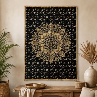 Textil Falikép - Fekete-Arany